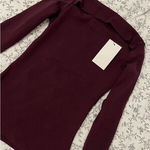 Chic Burgundy Long Sleeve Women's Top